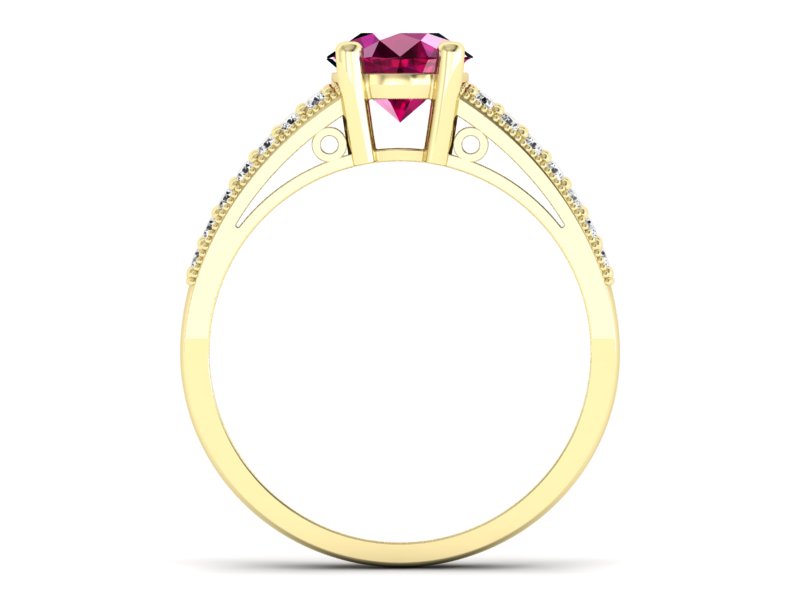 Pierścionek zaręczynowy z rubinem z brylantami - P16027zr — zdjęcie 2