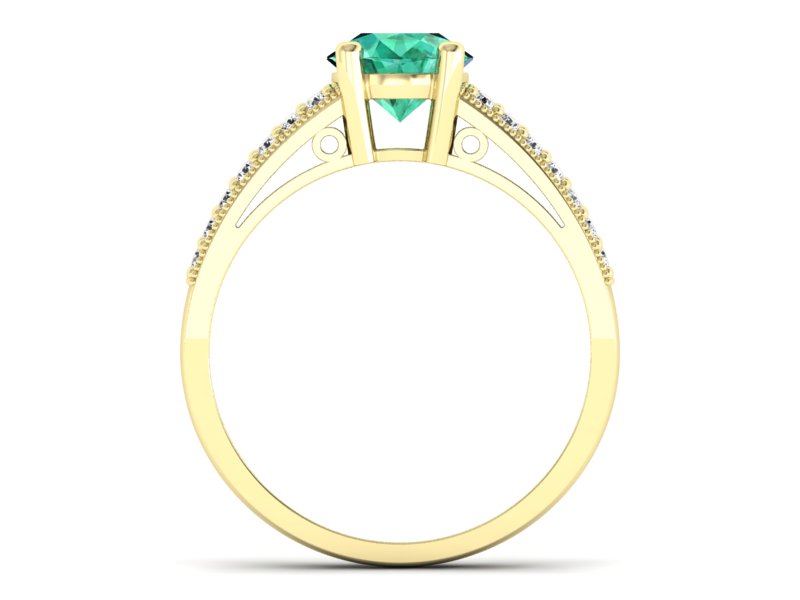 Złoty pierścionek ze szmaragdem i diamentami - p16027zsm — zdjęcie 2