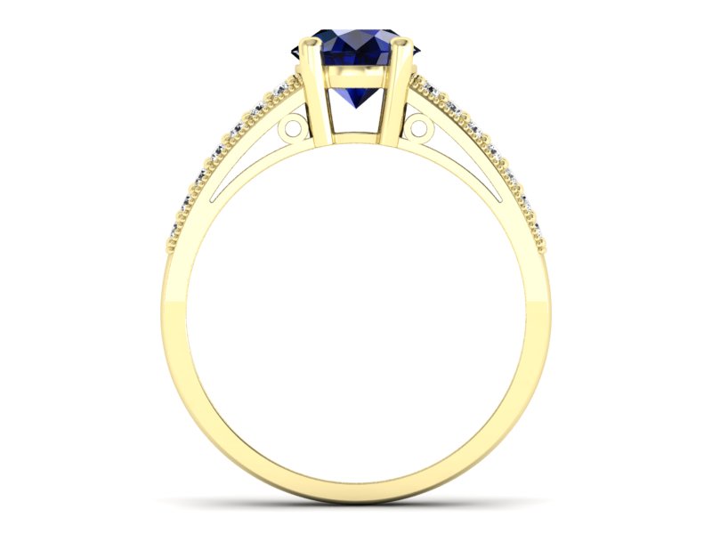 Złoty pierścionek z szafirem i brylantami - p16027zsz — zdjęcie 2