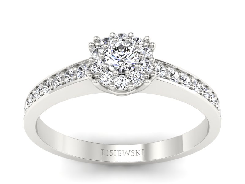 Złoty pierścionek z brylantami białe złoto - p16028b