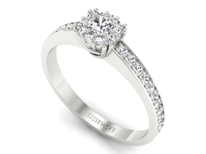 Złoty pierścionek z brylantami białe złoto - p16028b — zdjęcie 3