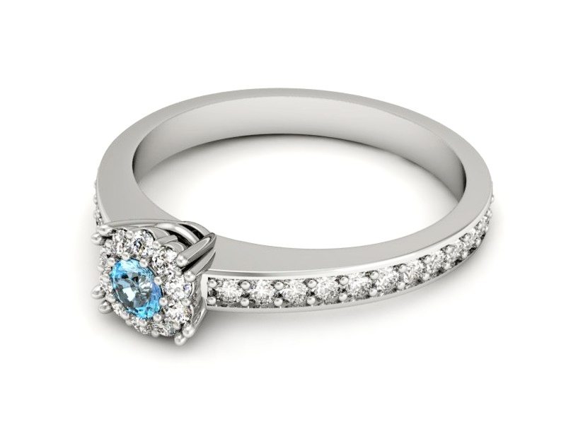 Złoty pierścionek z topazem i brylantami - p16028ba — zdjęcie 5