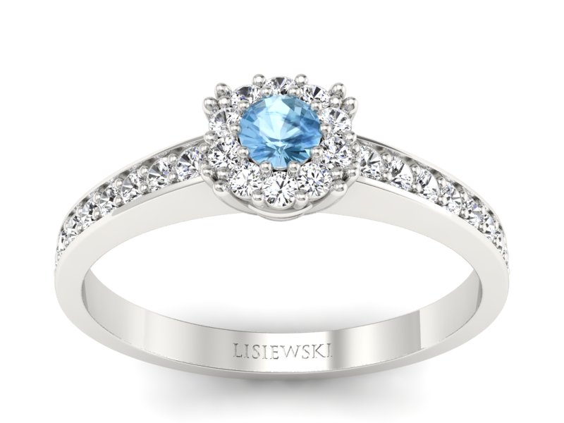 Złoty pierścionek z topazem i brylantami - p16028ba