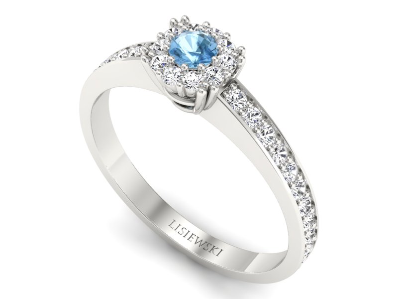 Złoty pierścionek z topazem i brylantami - p16028ba — zdjęcie 3