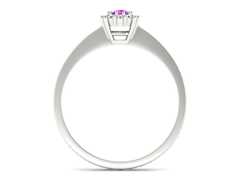 Złoty pierścionek z ametystem i brylantami - p16028bat — zdjęcie 2