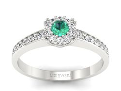 Złoty Pierścionek ze szmaragdem i brylantami - p16028bsm