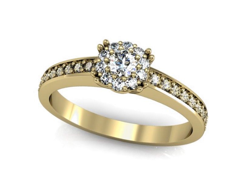 Pierścionek zaręczynowy z brylantami żółte złoto próba 585 - p16028z