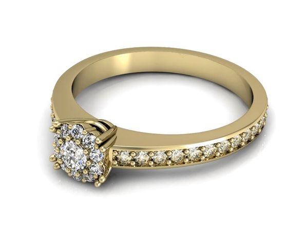 Pierścionek zaręczynowy z brylantami żółte złoto - p16028z