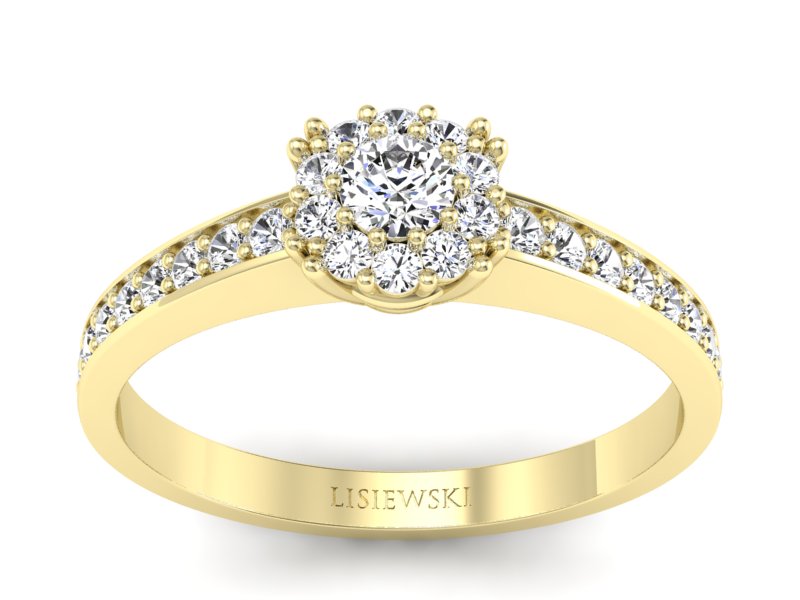 Pierścionek zaręczynowy z brylantami żółte złoto - p16028z