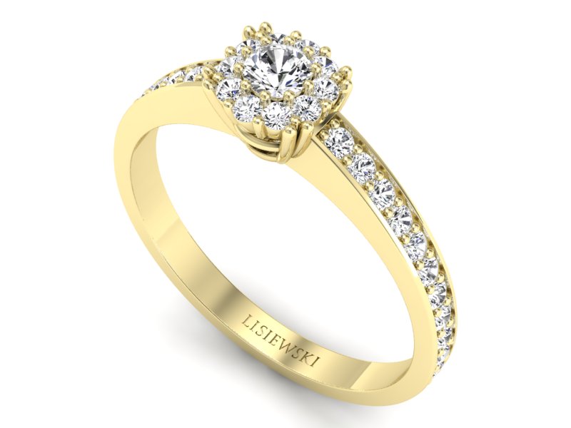 Pierścionek zaręczynowy z brylantami żółte złoto - p16028z — zdjęcie 3