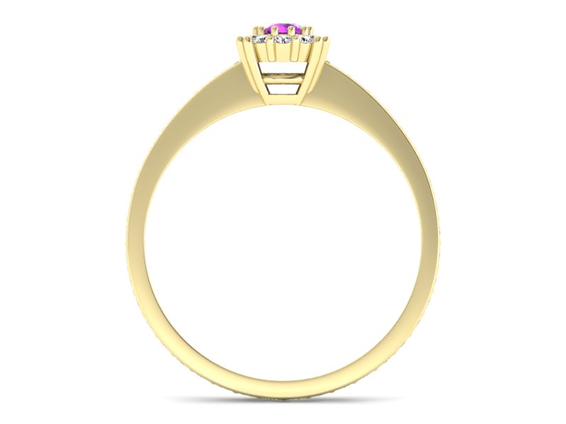 Pierścionek ametyst i brylanty żółte złoto - p16028zat — zdjęcie 2