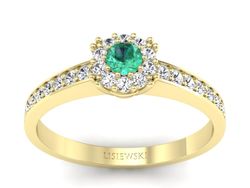 Złoty Pierścionek ze szmaragdem i diamentami  - p16028zsm