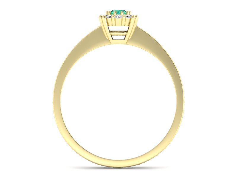 Złoty pierścionek ze szmaragdem i diamentami - p16028zsm — zdjęcie 2