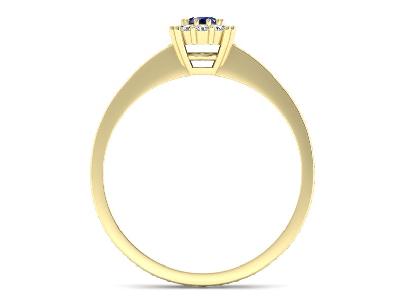 Złoty pierścionek z szafirem i brylantami - p16028zsz — zdjęcie 2