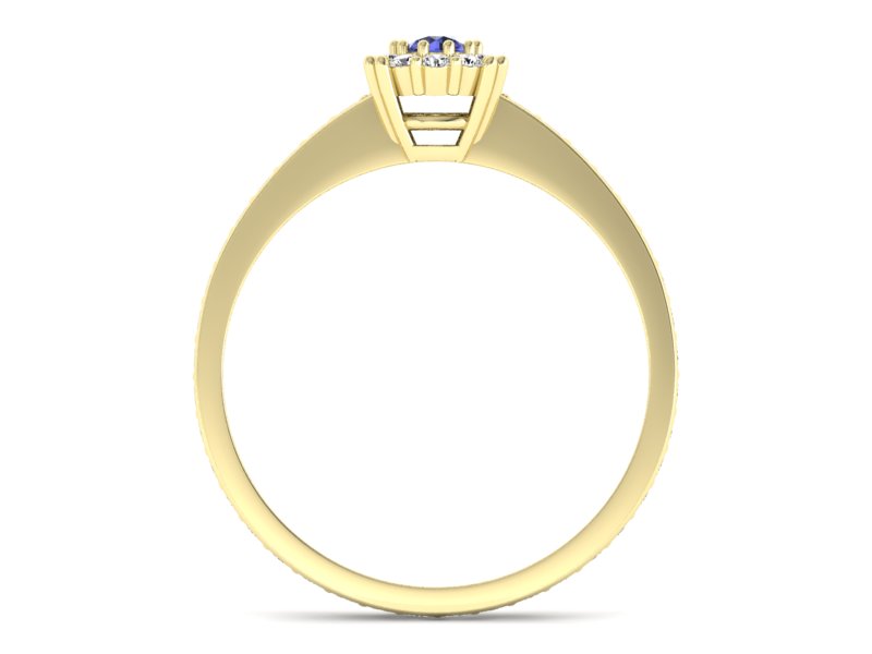 Złoty pierścionek z tanzanitem i brylantami - p16028zt — zdjęcie 2
