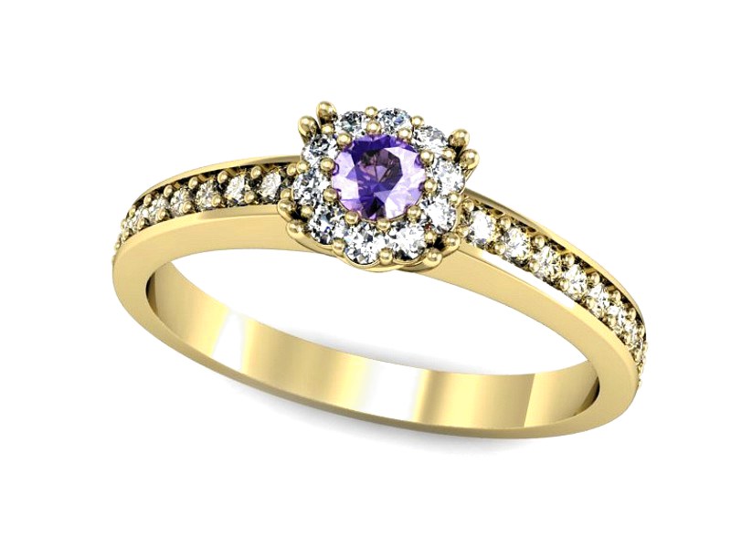 Złoty pierścionek z tanzanitem i brylantami - p16028zt — zdjęcie 4