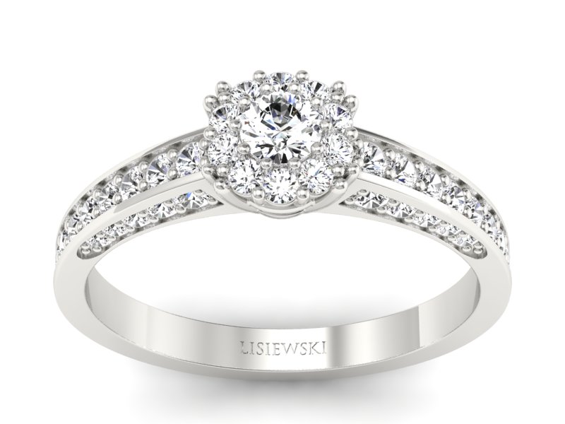 Złoty pierścionek z brylantami białe złoto - p16029b