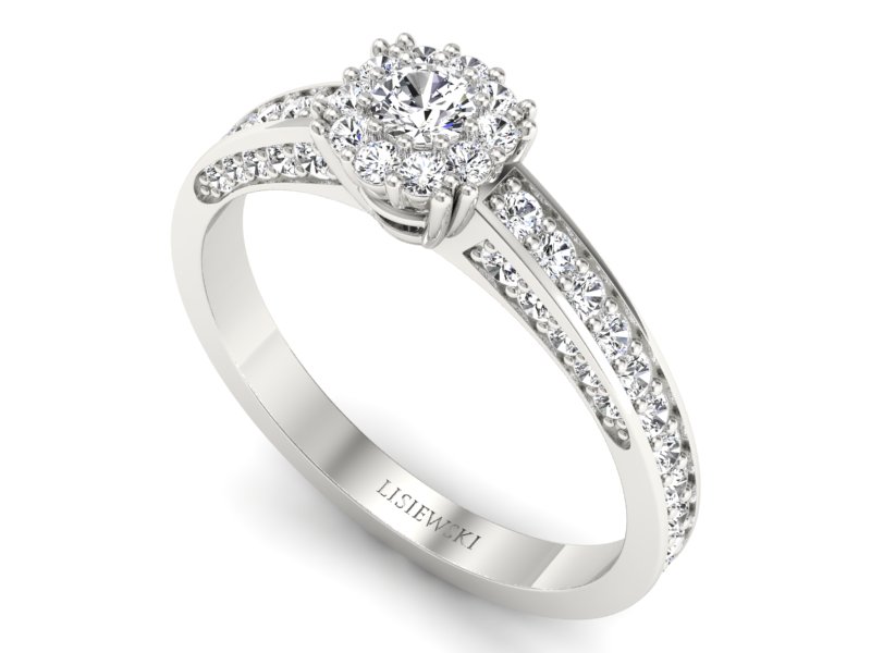 Złoty pierścionek z brylantami białe złoto - p16029b — zdjęcie 3