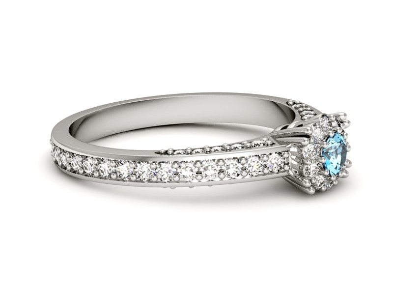 Pierścionek z topazem i brylantami białe złoto - p16029ba — zdjęcie 5