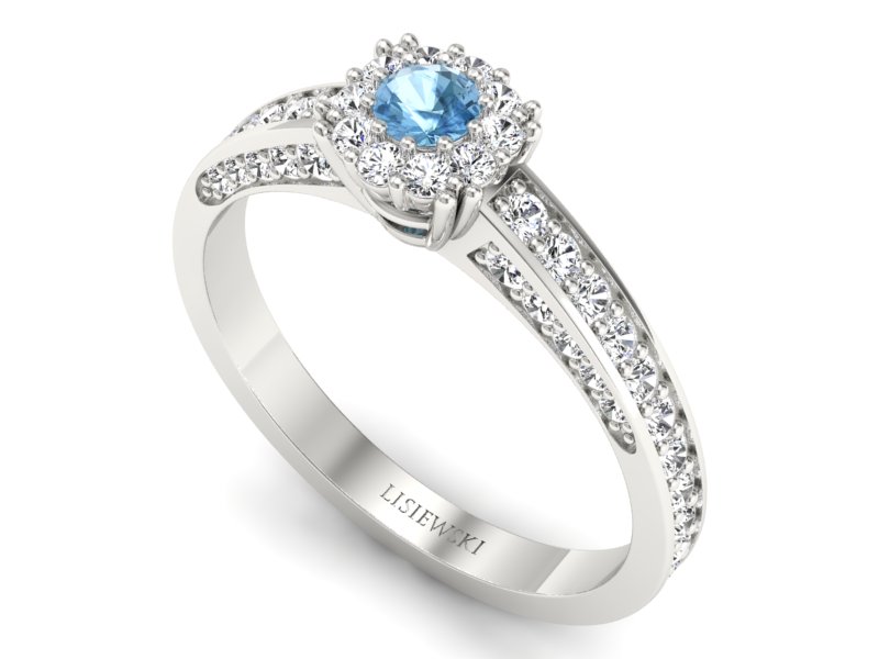 Pierścionek z topazem i brylantami białe złoto - p16029ba — zdjęcie 3