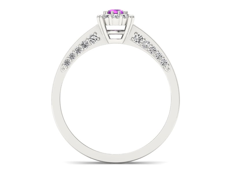 Złoty pierścionek z ametystem i brylantami - p16029bat — zdjęcie 2