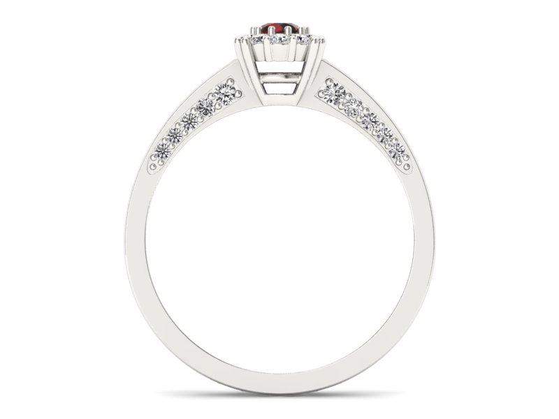 Pierścionek z granatem i brylantami białe złoto - p16029bgr — zdjęcie 2