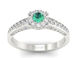 Złoty Pierścionek ze szmaragdem i brylantami - p16029bsm