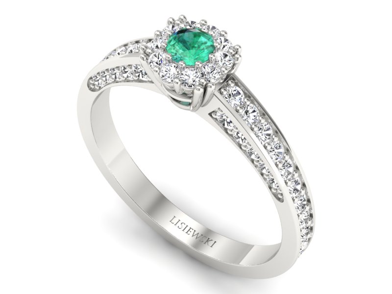 Złoty pierścionek ze szmaragdem i brylantami - p16029bsm — zdjęcie 3