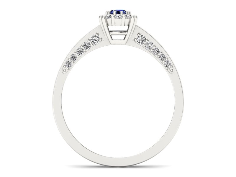 Pierścionek z szafirem i brylantami białe złoto - p16029bsz — zdjęcie 2