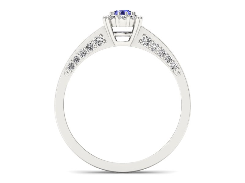 Pierścionek z szafirem i brylantami białe złoto - p16029bszc — zdjęcie 2