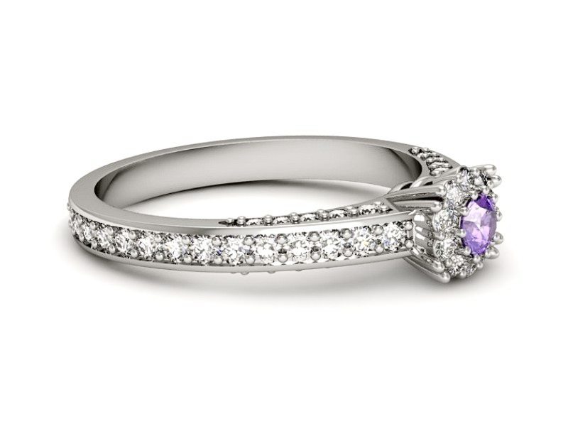 Pierścionek z tanzanitem białe złoto z brylantami - p16029bt — zdjęcie 5