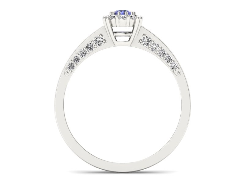 Pierścionek z tanzanitem białe złoto z brylantami - p16029bt — zdjęcie 2