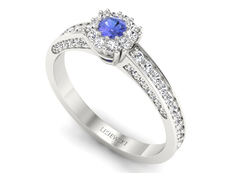 Pierścionek z tanzanitem białe złoto z brylantami - p16029bt — zdjęcie 3