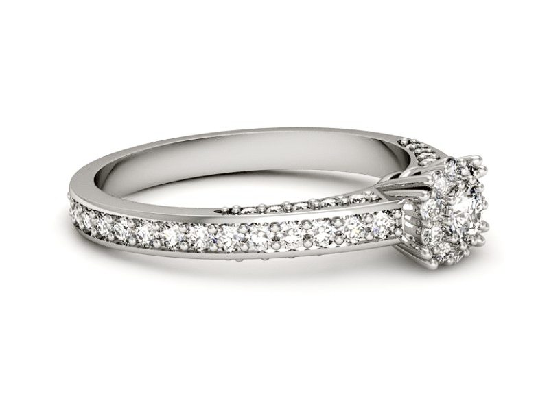 Złoty pierścionek z brylantami białe złoto - p16029bV — zdjęcie 5