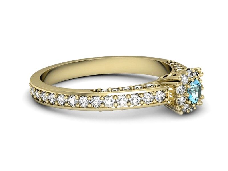 Pierścionek z topazem i brylantami żółte złoto - p16029za — zdjęcie 5