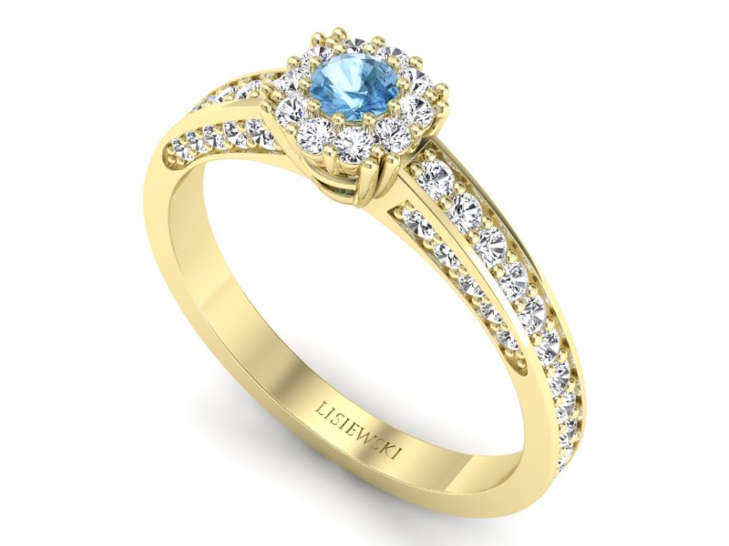 Pierścionek z topazem i brylantami żółte złoto - p16029za — zdjęcie 3