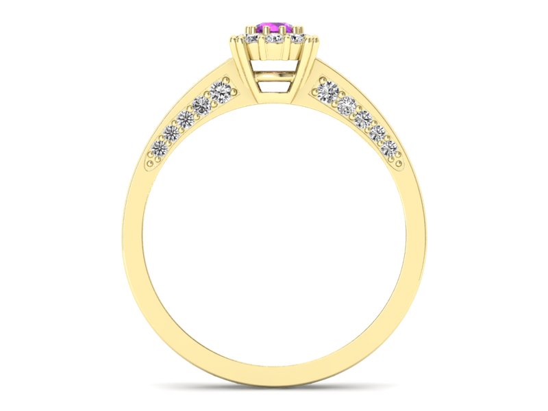 Pierścionek z ametystem i brylantami żółte złoto - p16029zat — zdjęcie 2