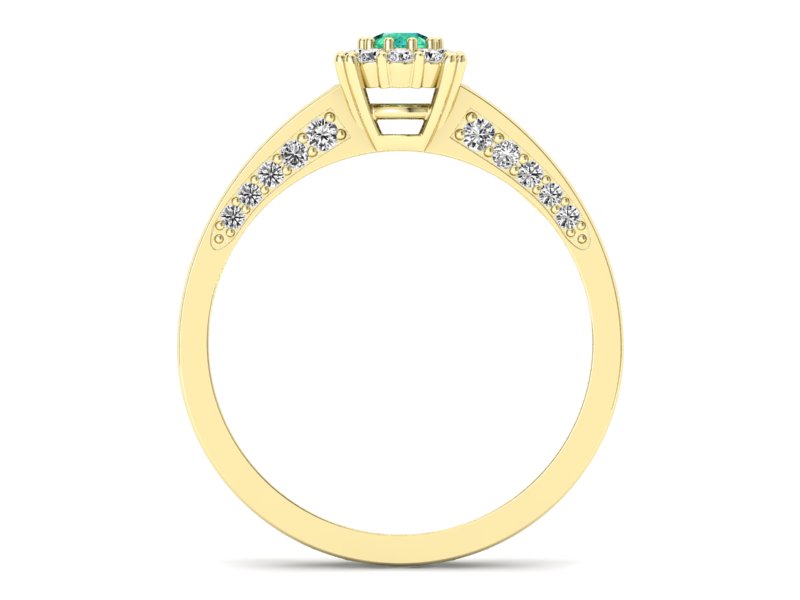 Złoty pierścionek ze szmaragdem i diamentami - p16029zsm — zdjęcie 2