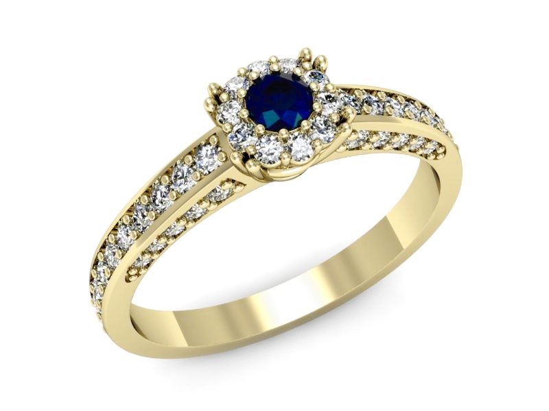 Złoty pierścionek z szafirem i diamentami - p16029zsz — zdjęcie 4