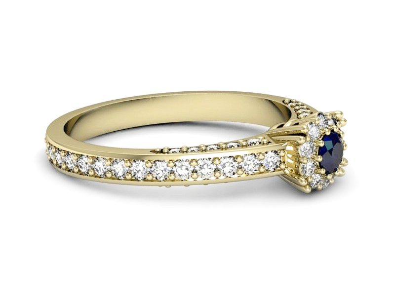 Złoty pierścionek z szafirem i diamentami - p16029zsz — zdjęcie 5