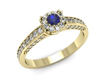 Złoty pierścionek z szafirem i diamentami - p16029zszc - 1
