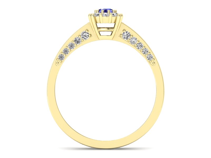 Złoty pierścionek z szafirem i diamentami - p16029zszc — zdjęcie 2