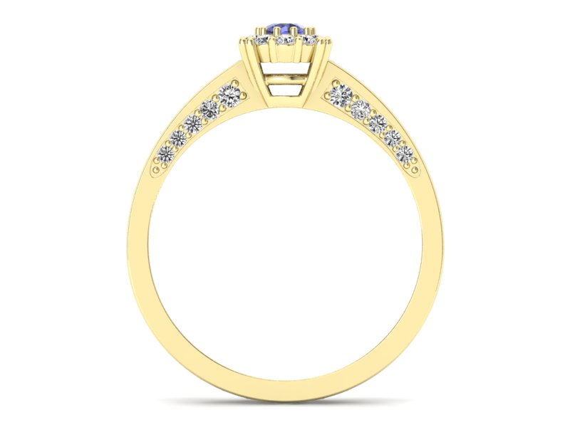 Pierścionek z tanzanitem i brylantami żółte złoto - p16029zt — zdjęcie 2