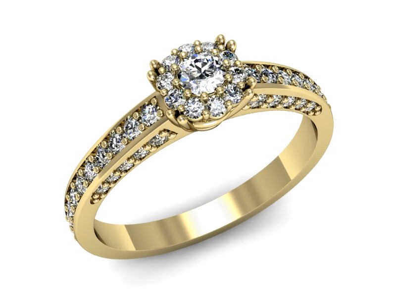 Złoty pierścionek z brylantami żółte złoto - p16029zV — zdjęcie 4