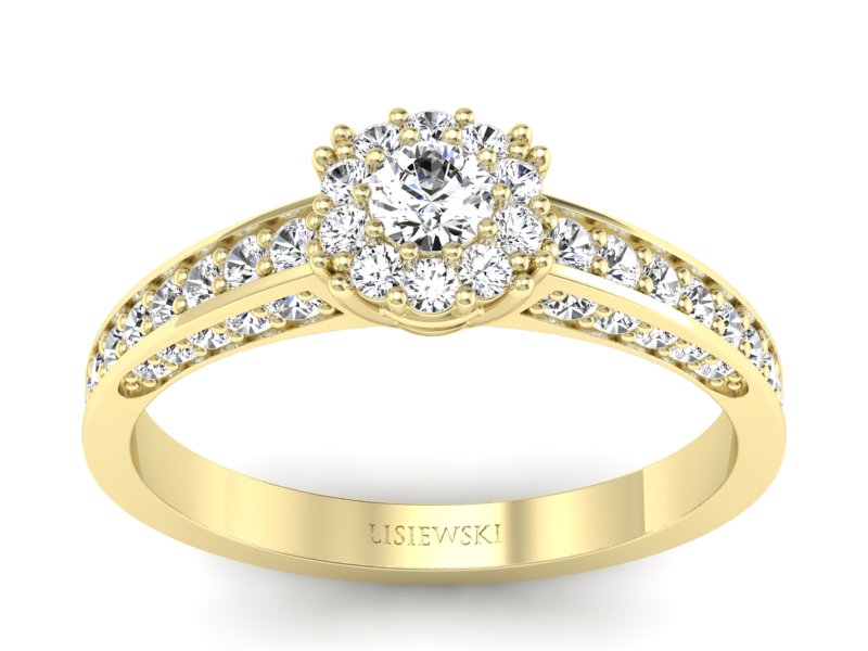 Złoty pierścionek z brylantami żółte złoto - p16029zV