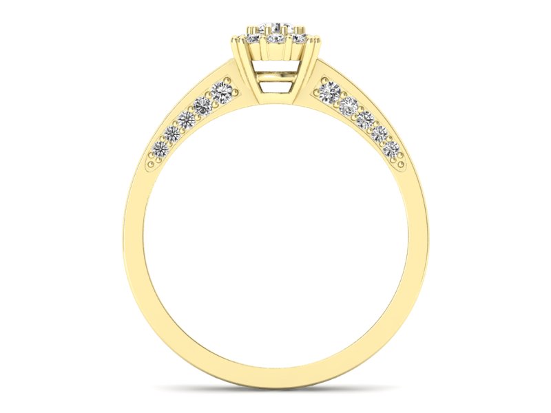 Złoty pierścionek z brylantami żółte złoto - p16029zV — zdjęcie 2