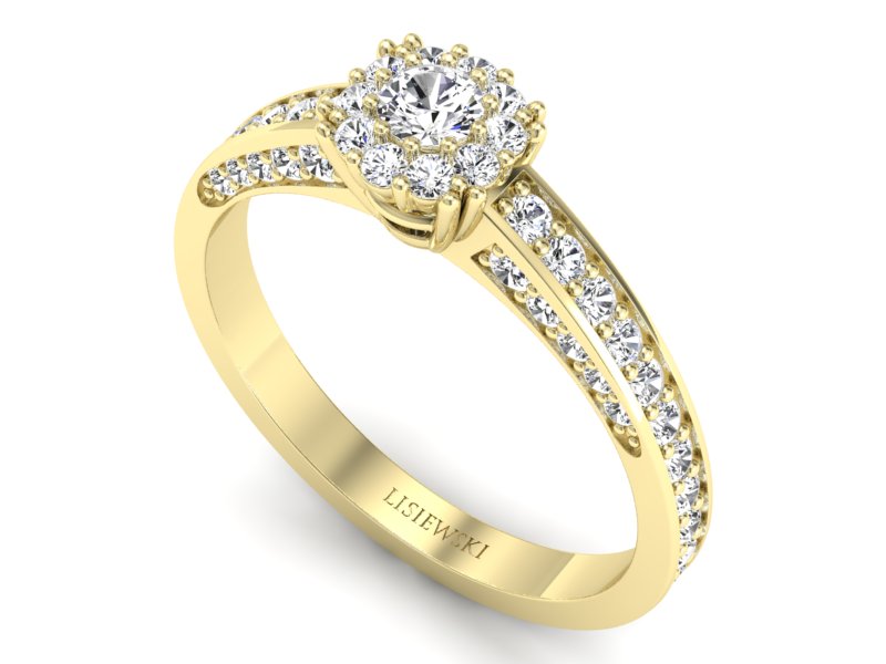 Złoty pierścionek z brylantami żółte złoto - p16029zV — zdjęcie 3