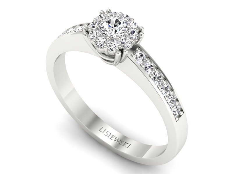 Złoty pierścionek z brylantami białe złoto - p16030b — zdjęcie 3