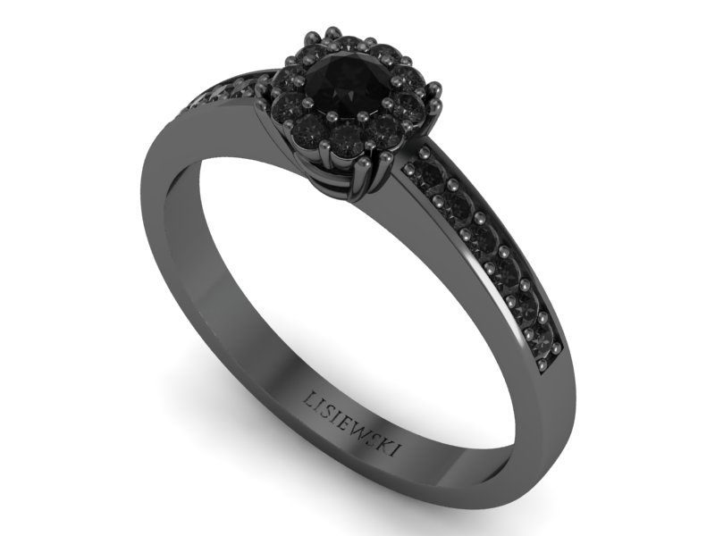 Pierścionek z czarnymi diamentami czarne złoto - p16030czcd — zdjęcie 3