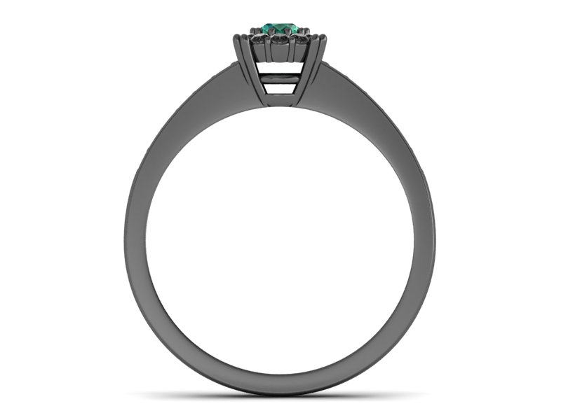 Złoty pierścionek ze szmaragdem i diamentami - p16030czsmcd — zdjęcie 2